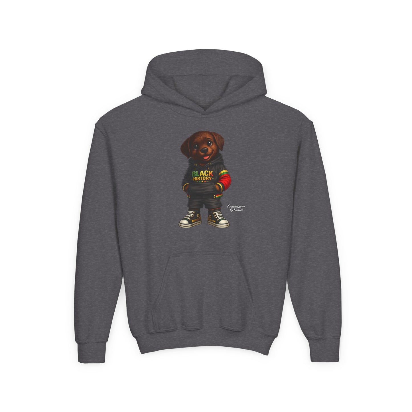 Youth Hoodie - Cute Rottweiler Puppy 'Black History' Graphic Sweatshirt for Kids