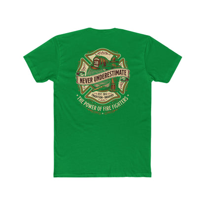 Firefighter Tee - "Never Underestimate" Vintage Firefighter Helmet Design