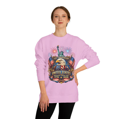 250th Anniversary United States Sweatshirt — Patriotic Eagle, Flags & Fireworks (1776–2026)