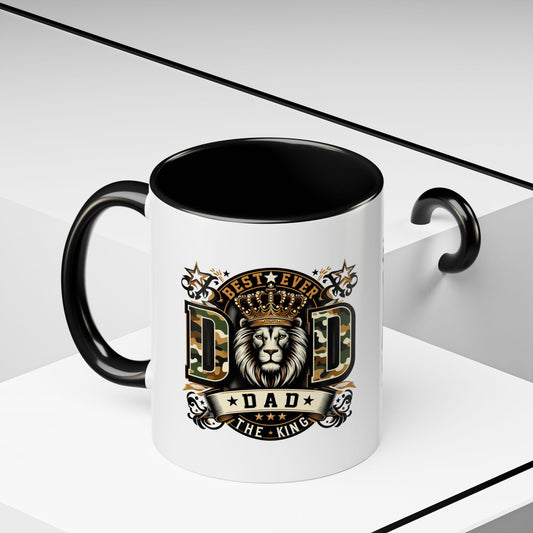 Dad Coffee Mug — "Best Ever Dad" Lion Crest Accent Mug (11/15oz)