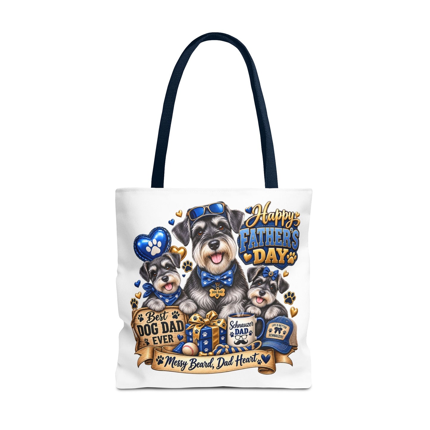Father’s Day Dog Dad Tote Bag – “Happy Father’s Day” Schnauzer Design