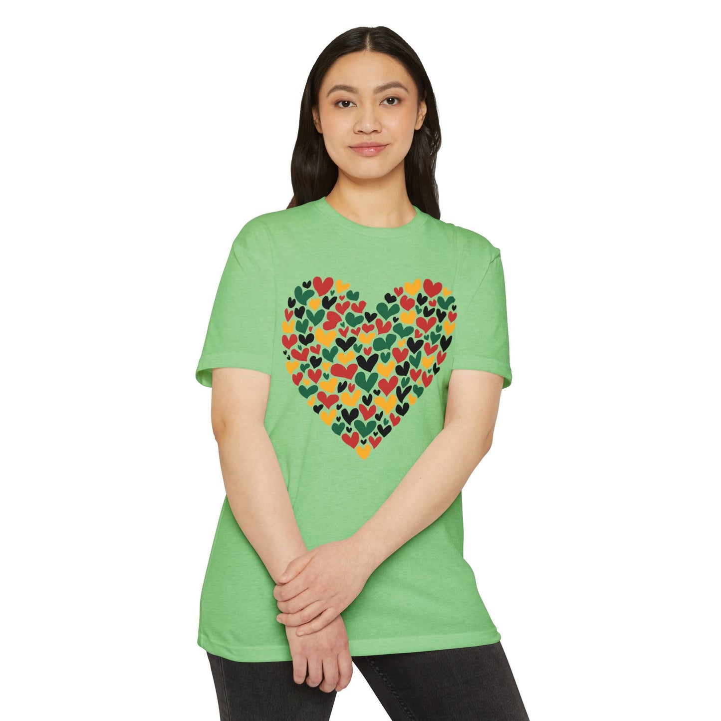 Heart Pattern T-Shirt — Colorful Hand-Drawn Hearts Graphic Tee