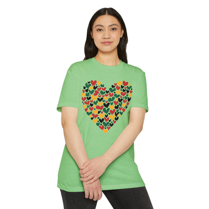 Heart Pattern T-Shirt — Colorful Hand-Drawn Hearts Graphic Tee