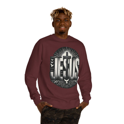 Jesus Graphic Sweatshirt — Vintage Cross & Dove Christian Crewneck