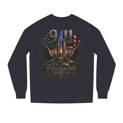 9/11 We Will Never Forget Crewneck Sweatshirt – Memorial Tribute