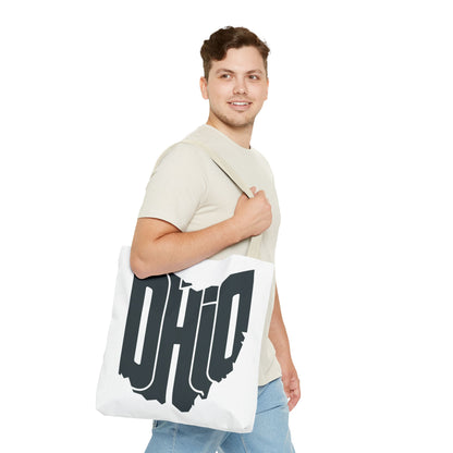 Ohio State Outline Tote Bag — Retro Ohio Text Graphic Tote