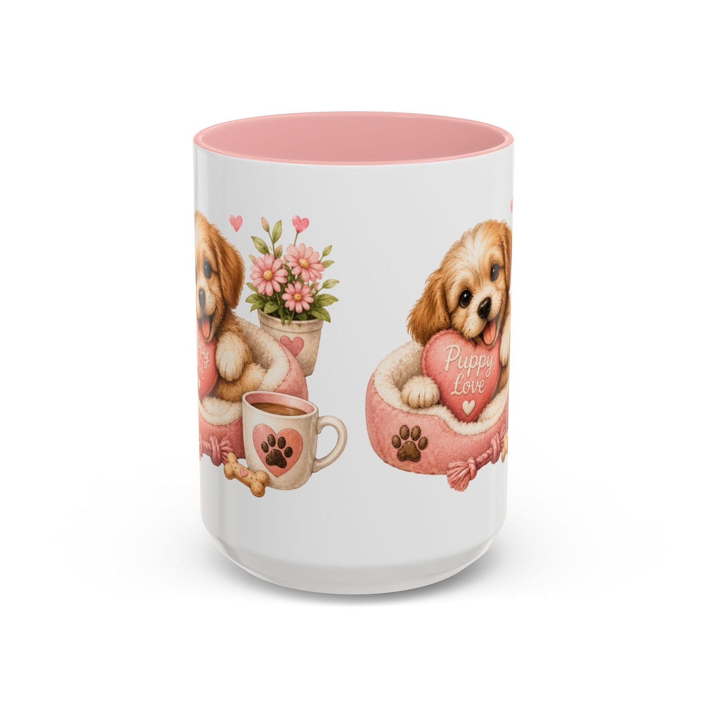 Puppy Love Coffee Mug — Cute Dog Heart Accent Mug (11/15oz)