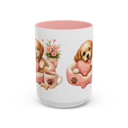 Puppy Love Coffee Mug — Cute Dog Heart Accent Mug (11/15oz)
