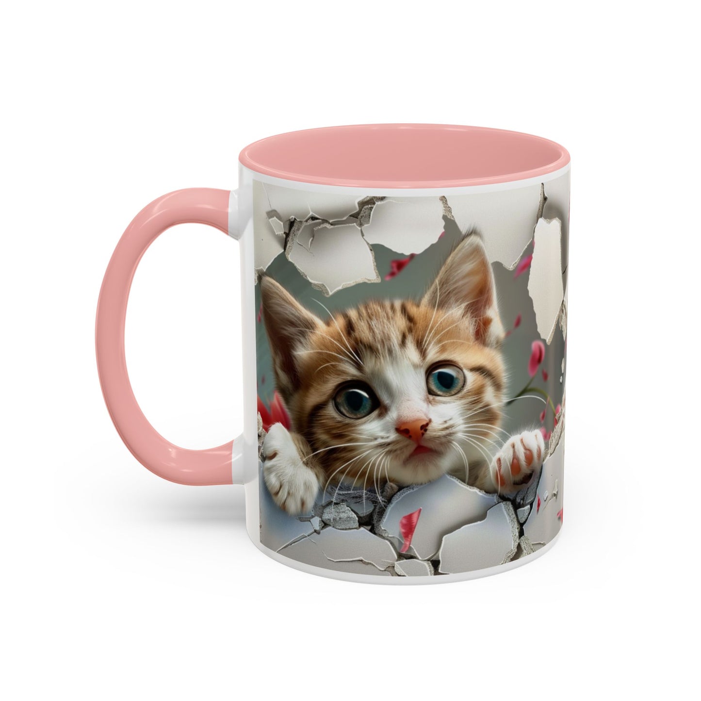 Kitten Peek Accent Coffee Mug — Cute Cat Peekhole Design (11/15 oz)