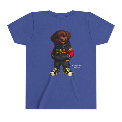 Youth Tee — Cute Puppy 'Black History' Graphic Shirt