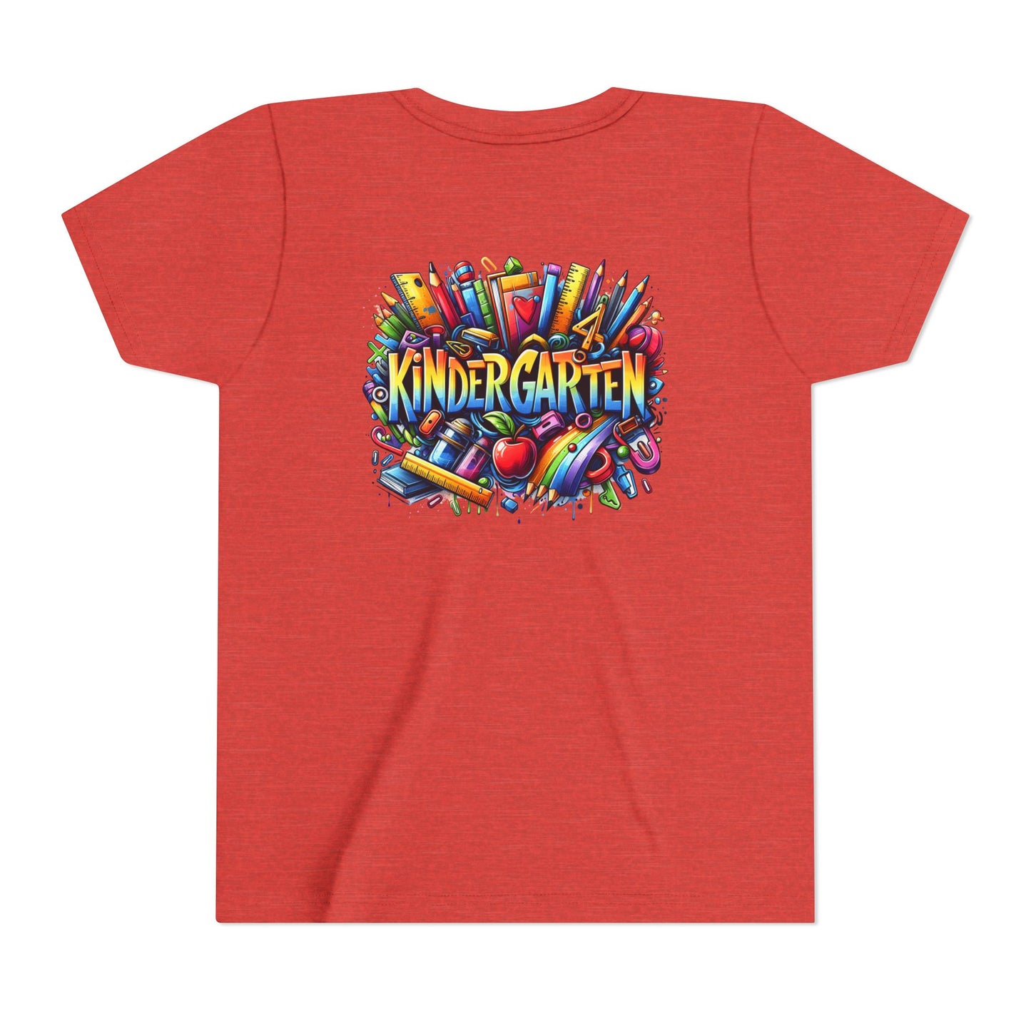 Kindergarten Colorful School Supplies Youth Tee — Back-to-School Kids T-Shirt