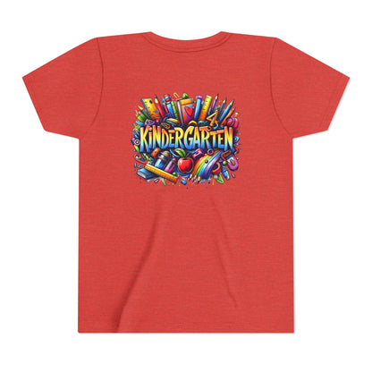 Kindergarten Colorful School Supplies Youth Tee — Back-to-School Kids T-Shirt