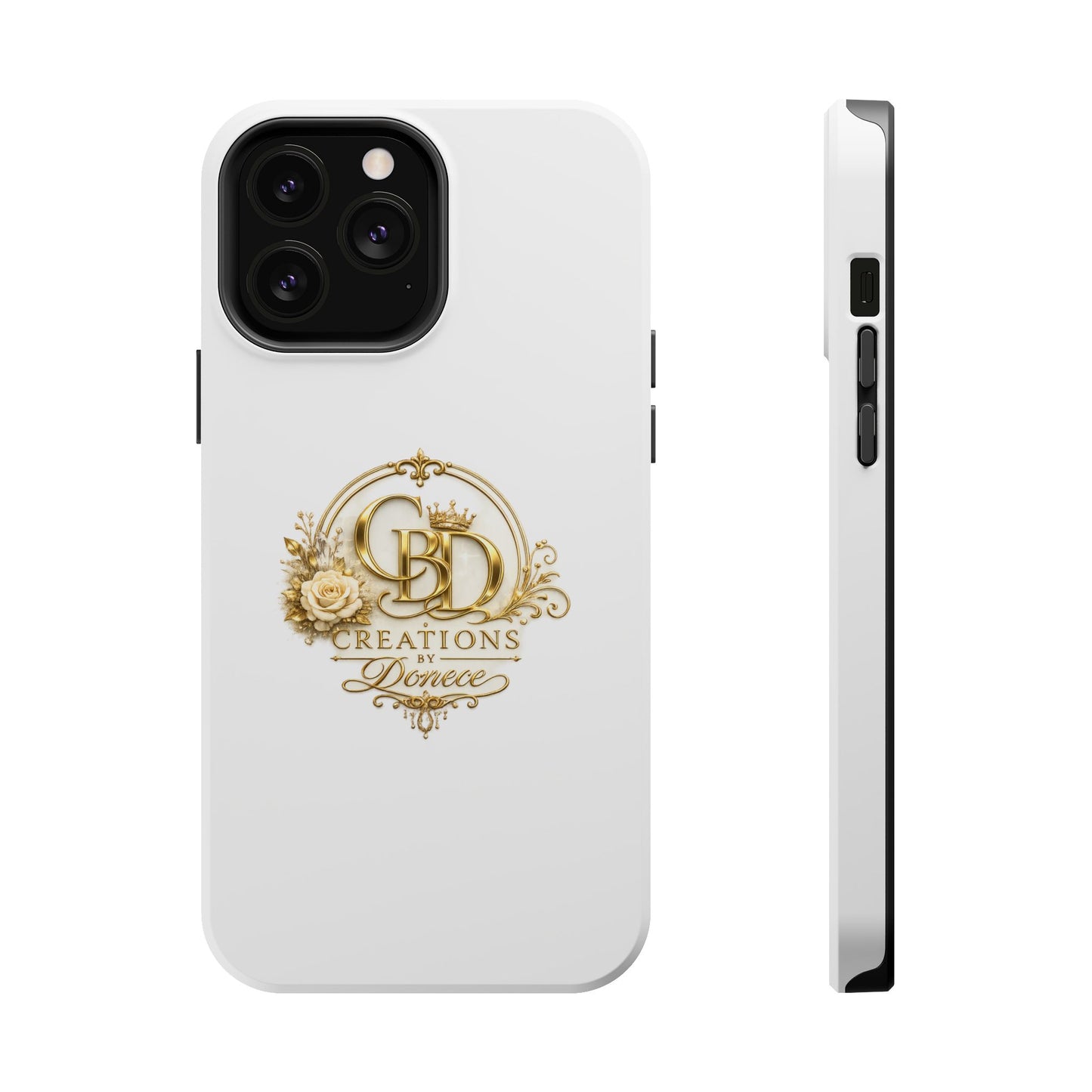 Magnetic Impact-Resistant Phone Case — Gold Floral Crest Logo