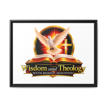 Framed Canvas Print — "Wisdom and Theology" Dove & Bible Wall Art