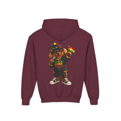 Youth Hoodie — Black Lives Matter Rasta Bear Kids Pullover