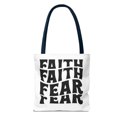 Faith Over Fear Tote Bag – Bold Retro Typography Canvas Tote