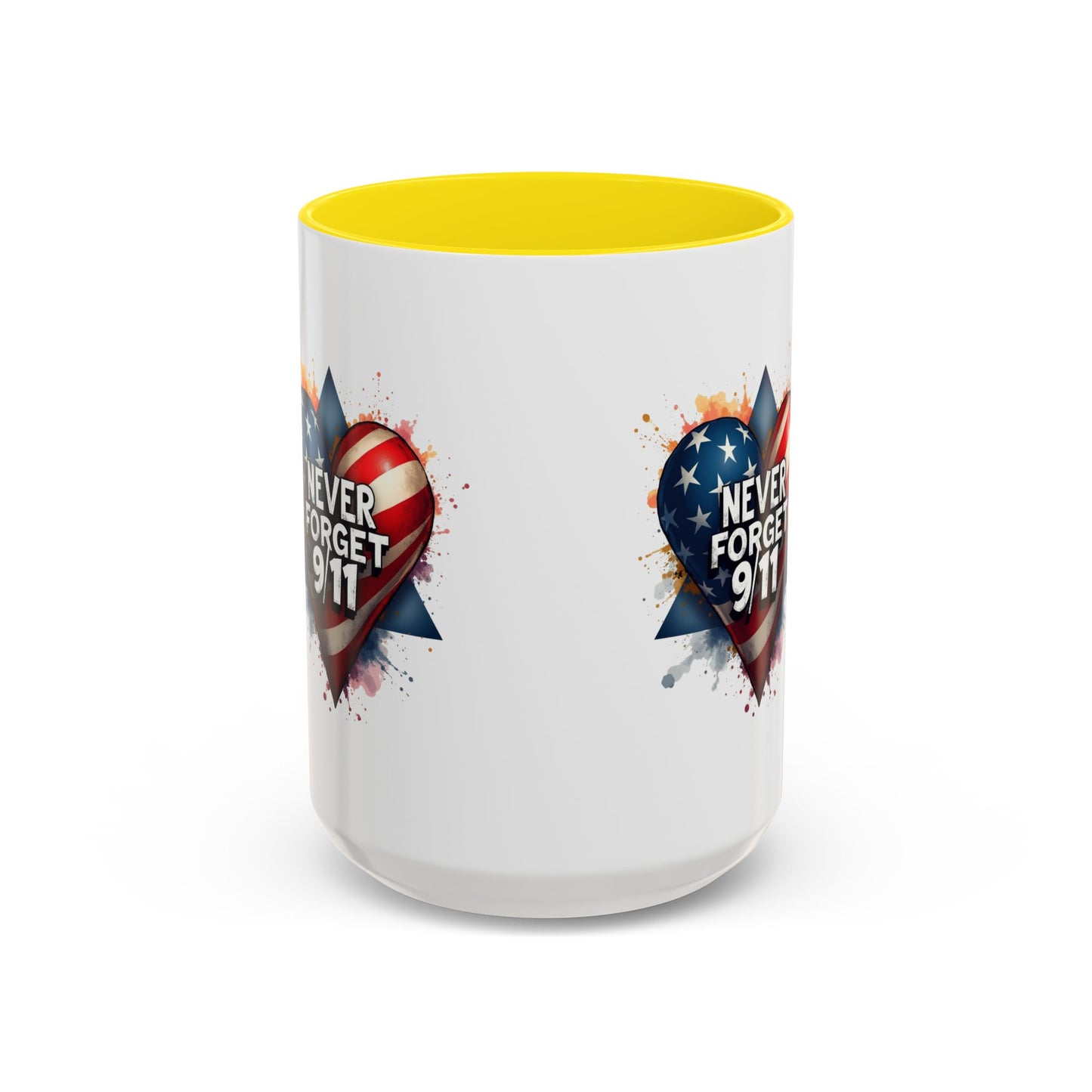 Never Forget 9/11 Heart Accent Coffee Mug – Patriotic Memorial 11/15oz