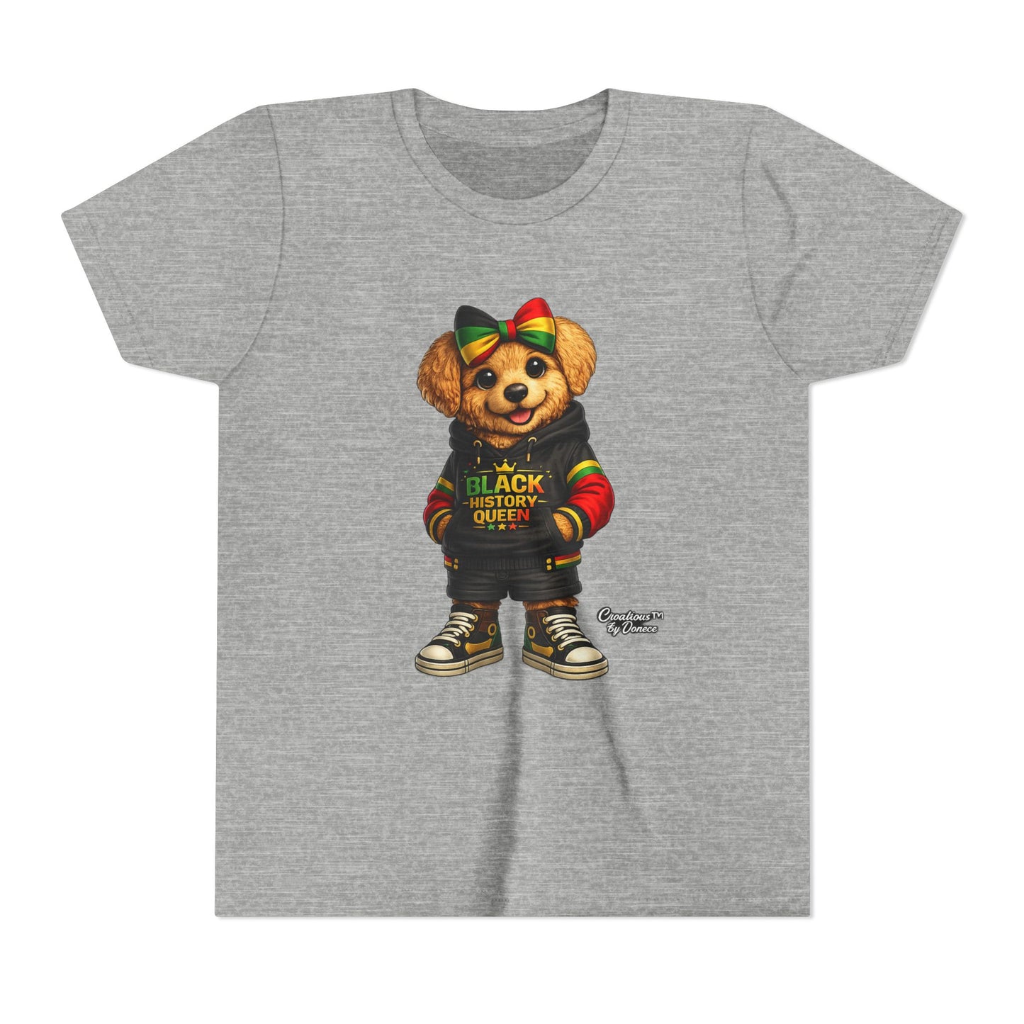 Youth Tee — Black History Queen Bear Graphic T-Shirt