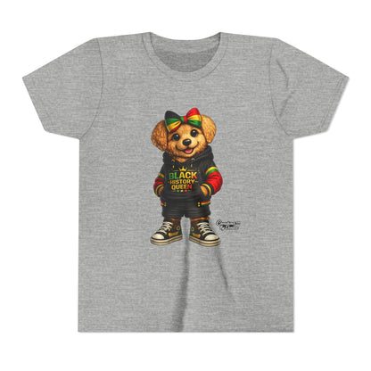 Youth Tee — Black History Queen Bear Graphic T-Shirt
