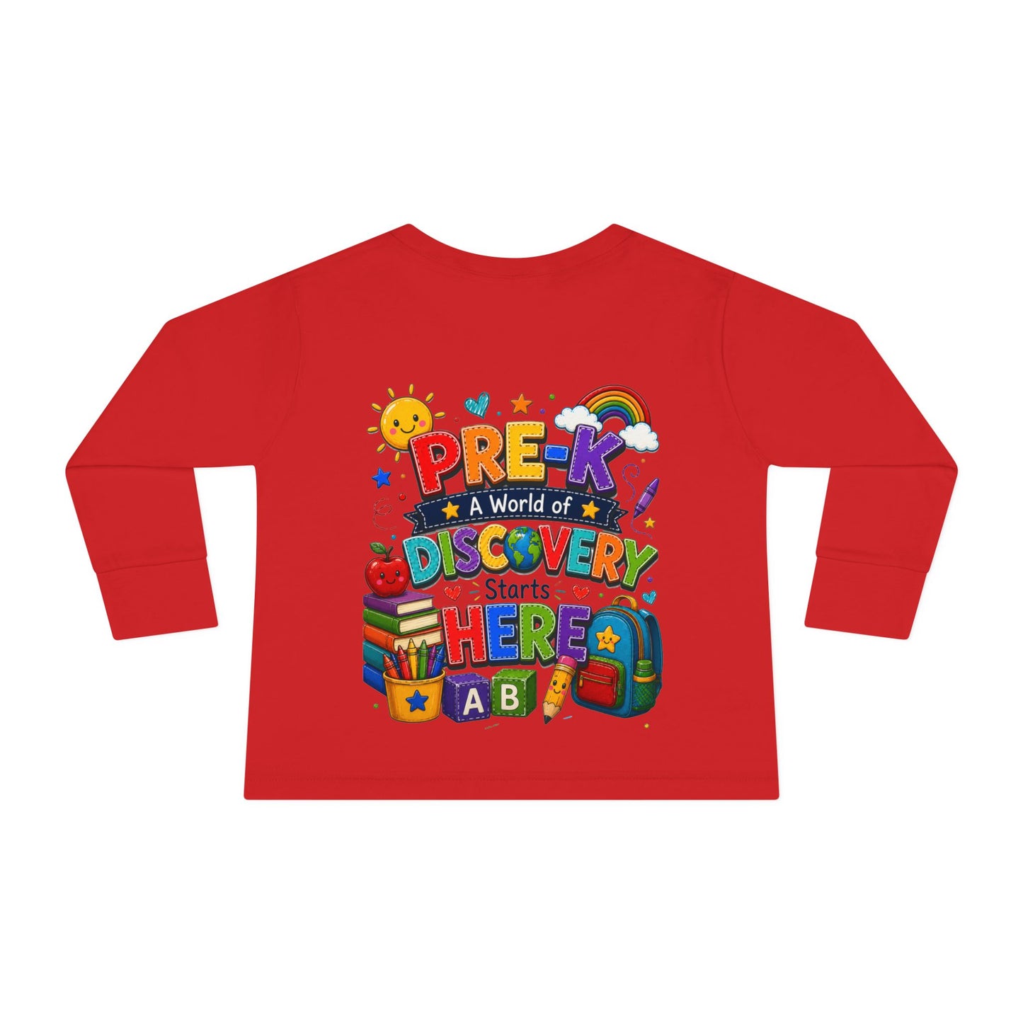 Pre-K Discovery Toddler Long Sleeve Tee – “A World of Discovery Starts Here”