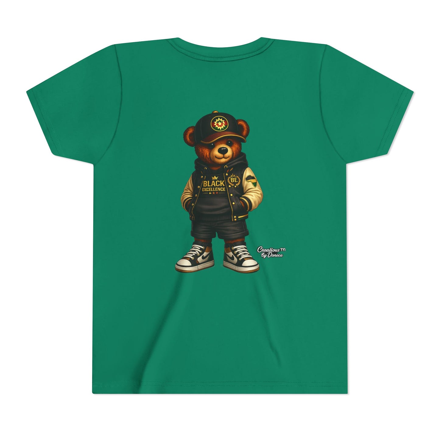Youth Tee — Streetwear Teddy Bear Graphic (Black Varsity)