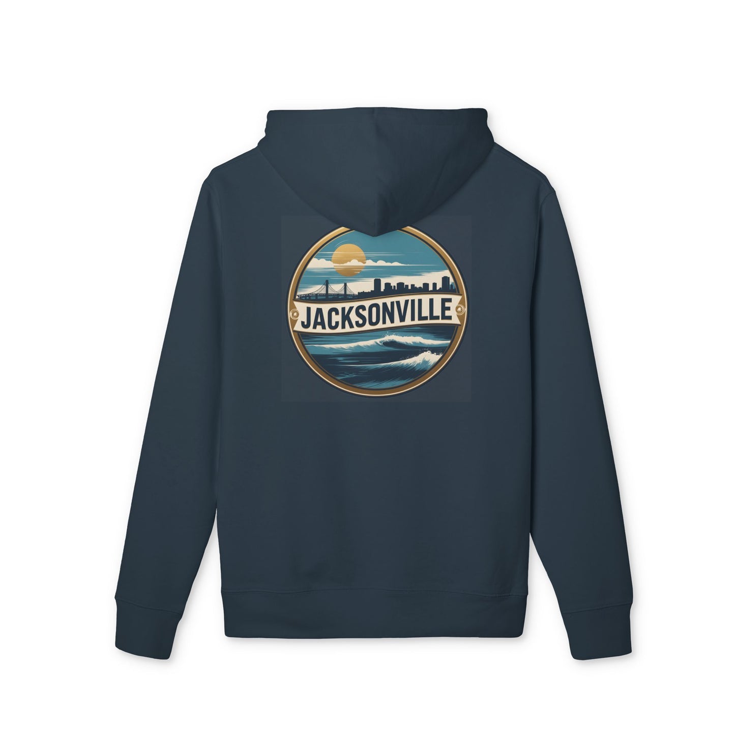 Jacksonville Skyline Hoodie — Vintage Beach Surf Circle Design