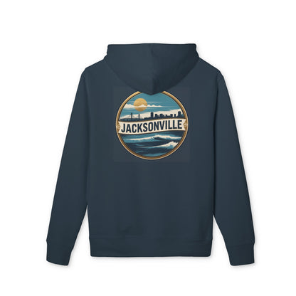 Jacksonville Skyline Hoodie — Vintage Beach Surf Circle Design