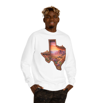 Texas Sunset Crewneck Sweatshirt — Scenic Lone Star State Landscape