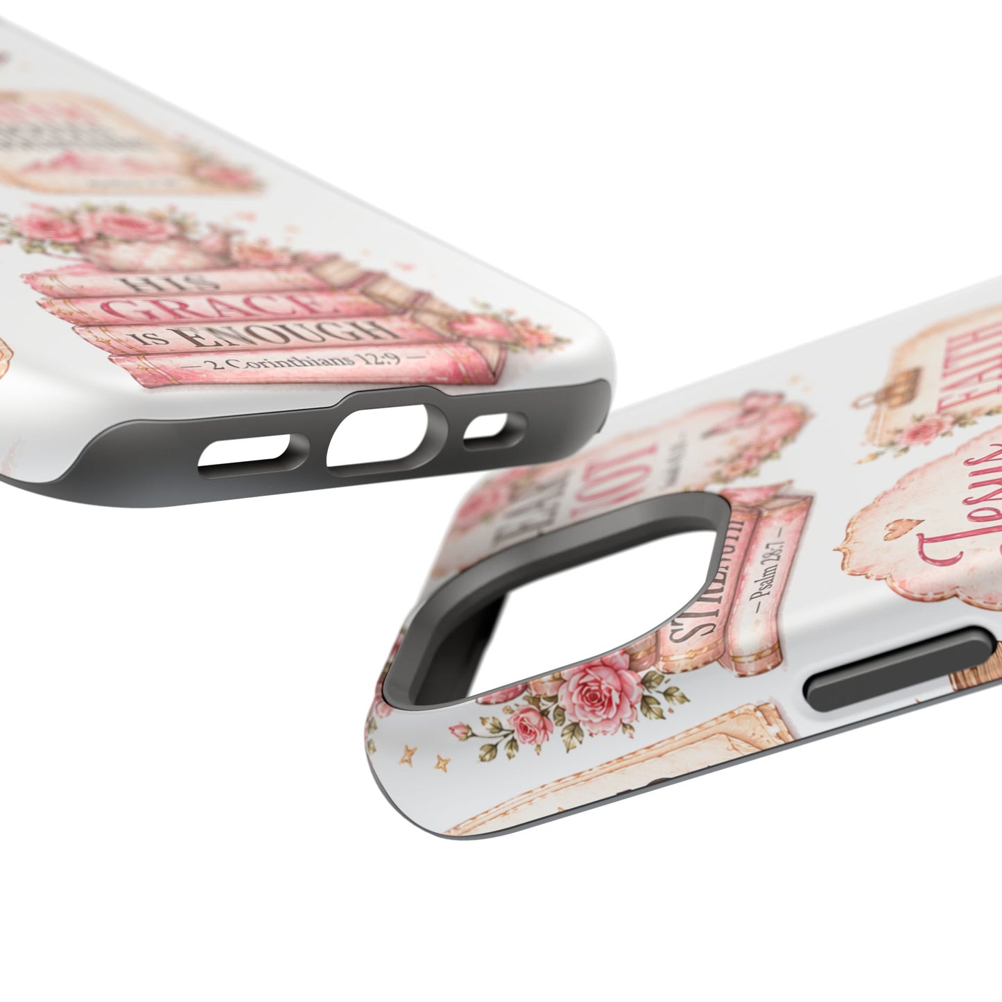 Christian Phone Case - "Fear Not, Faith Moves Mountains, Jesus Saves" Floral Magnetic Impact-Resistant Case