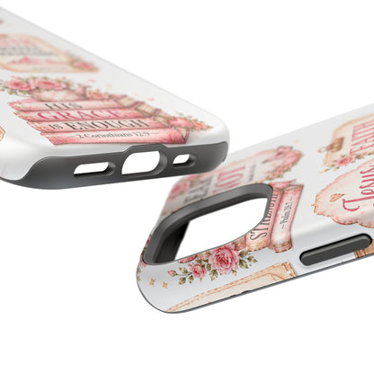 Christian Phone Case - "Fear Not, Faith Moves Mountains, Jesus Saves" Floral Magnetic Impact-Resistant Case