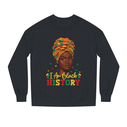 Black History Crewneck Sweatshirt — "I Am Black History" Afrocentric Graphic