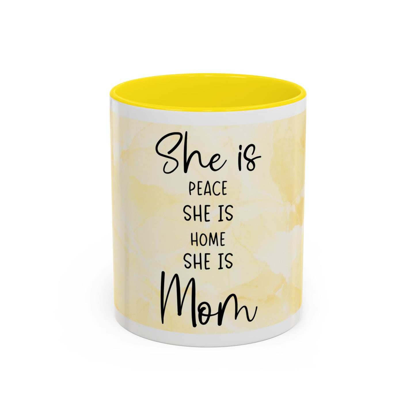 She Is Mom Floral Accent Coffee Mug — 'She is Peace, She is Home' Mother's Day Gift