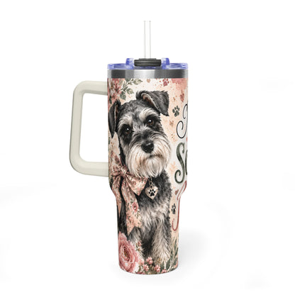 Miniature Schnauzer Mama 40oz Vacuum Tumbler — Insulated Travel Mug with Handle