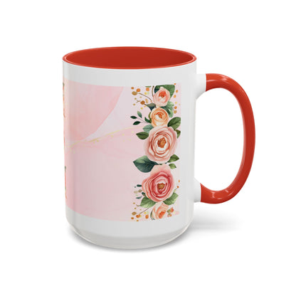 Mom Floral Accent Coffee Mug – Pink Rose Mother's Day Gift (11/15 oz)