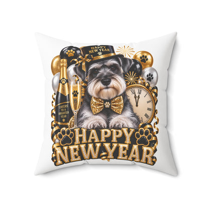 Happy New Year Schnauzer Pillow