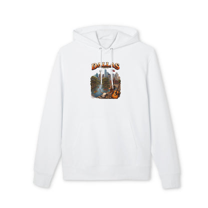 Dallas Cityscape Hoodie — Retro Skyline, River & Guitar Graphic