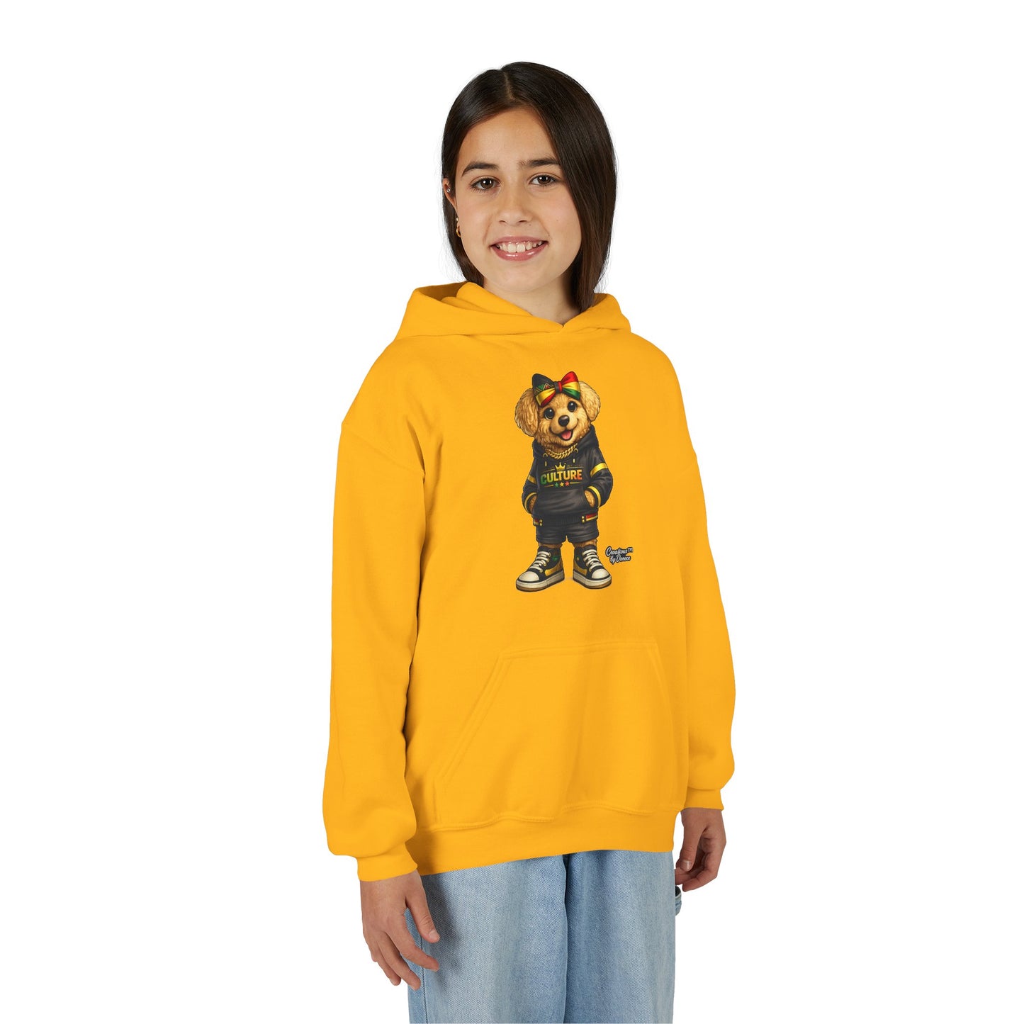 Youth Hoodie — Cute Rasta Bear 'Culture' Graphic Pullover