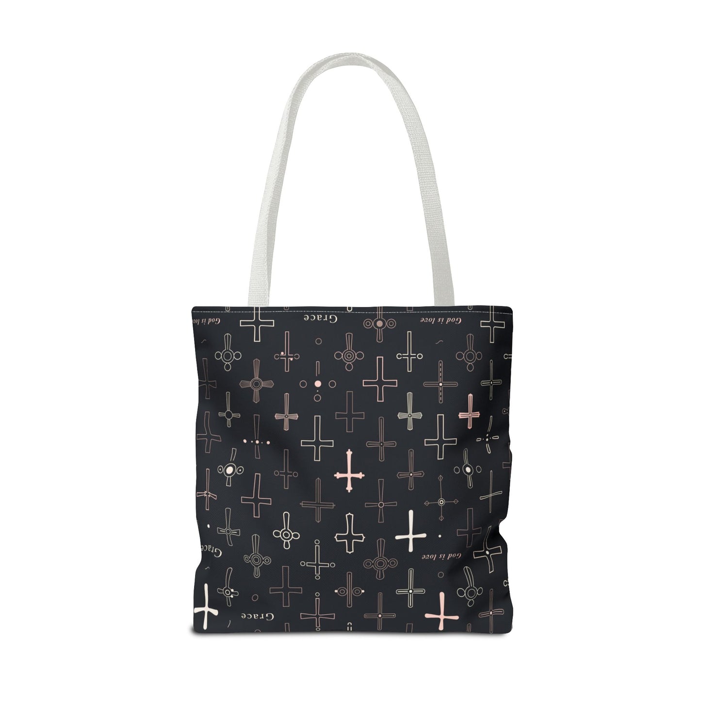 Cross Pattern Tote Bag — Faith & Grace Religious All-Over Print Tote