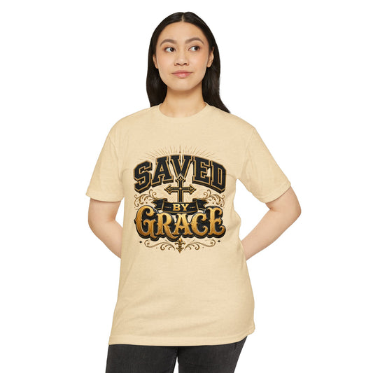 Saved by Grace T-Shirt — Christian Faith Cross Vintage Design