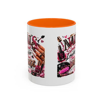 Nails Speak Louder Than Words Accent Coffee Mug — Pink Manicure Beauty Gift (11/15oz)