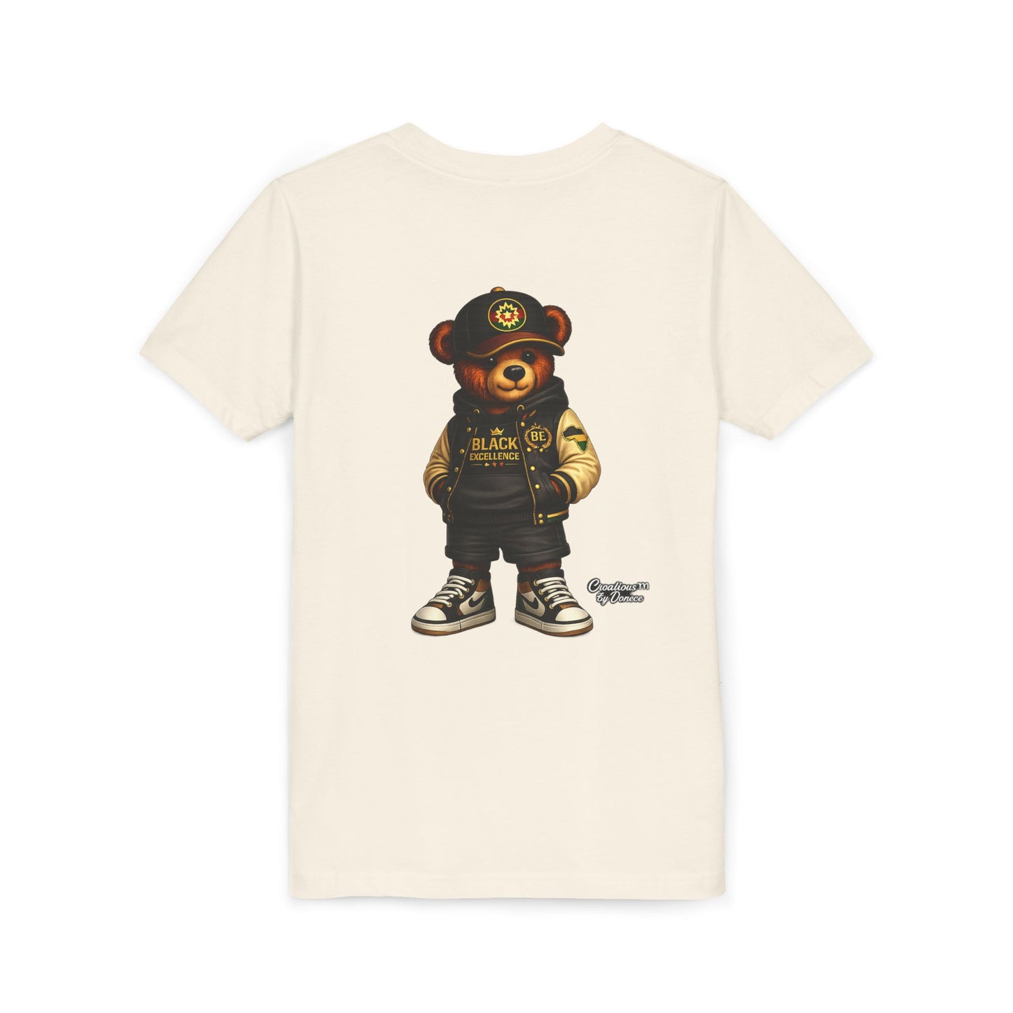 Youth Tee — Streetwear Teddy Bear Graphic (Black Varsity)