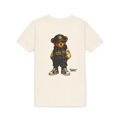 Youth Tee — Streetwear Teddy Bear Graphic (Black Varsity)