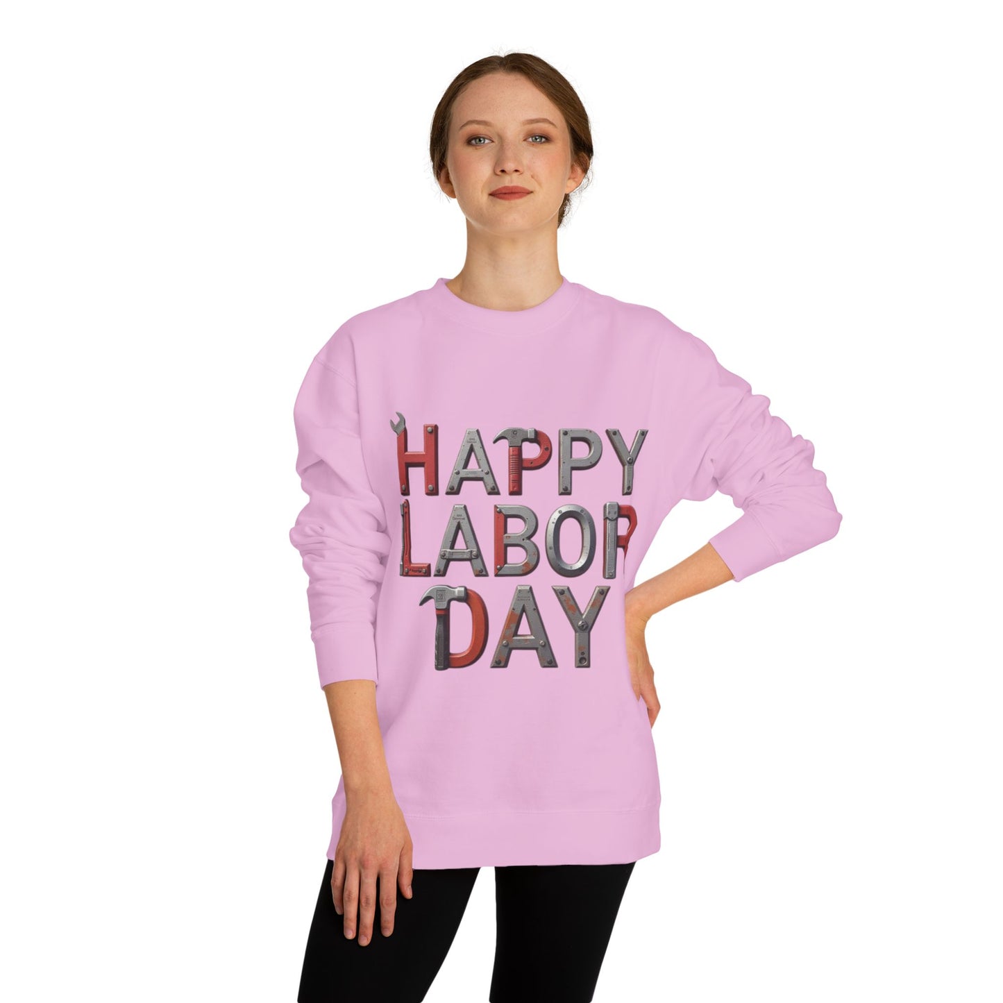 Happy Labor Day Sweatshirt — Tool Lettering Crewneck for Workers & Holiday Celebrations