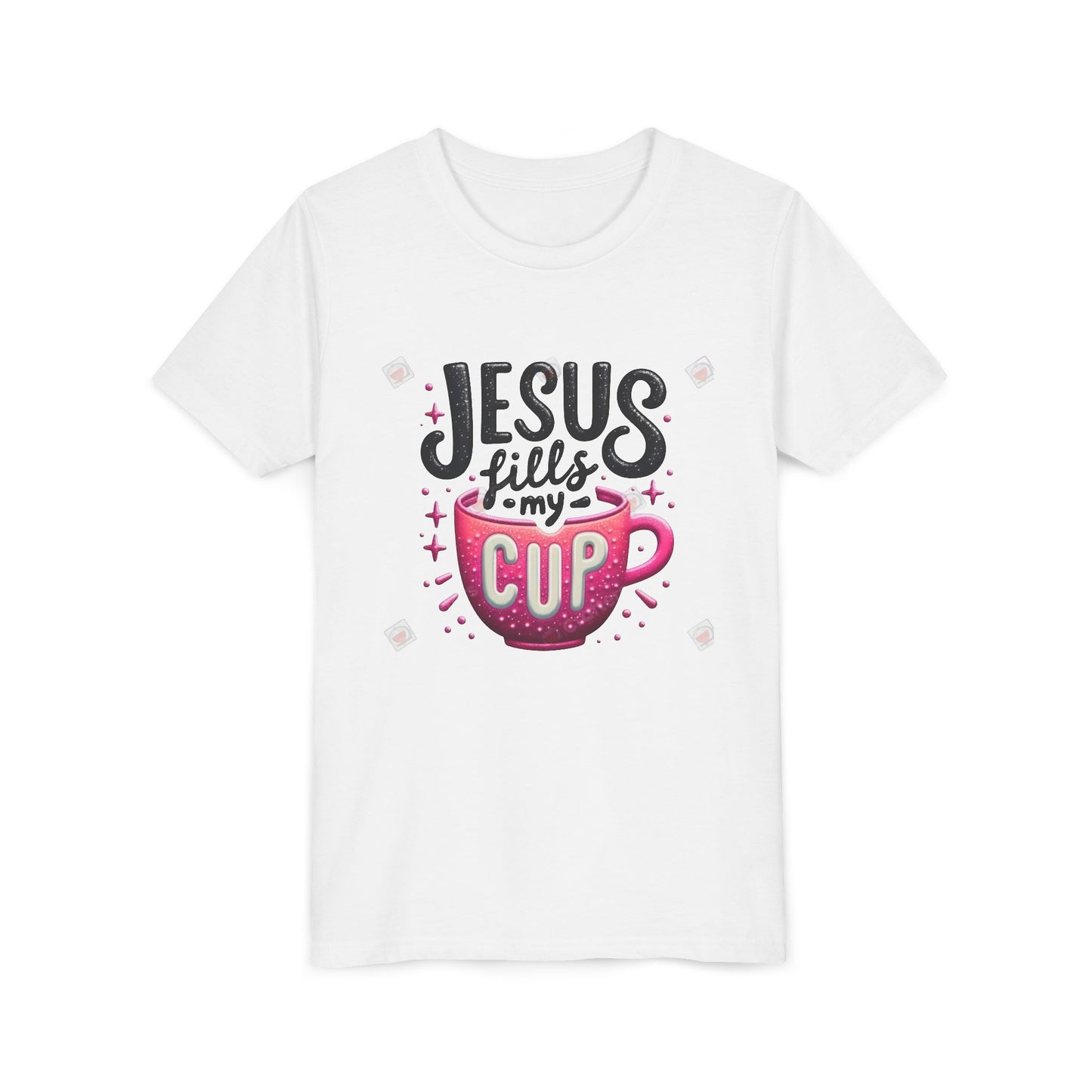 Jesus Fills My Cup Youth Tee — Christian Faith Kids Shirt
