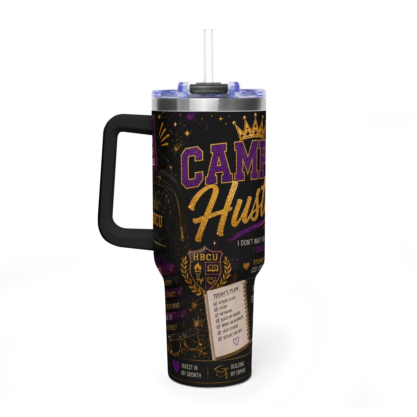 Campus Hustler 40oz Vacuum Tumbler – HBCU Motivational Travel Mug