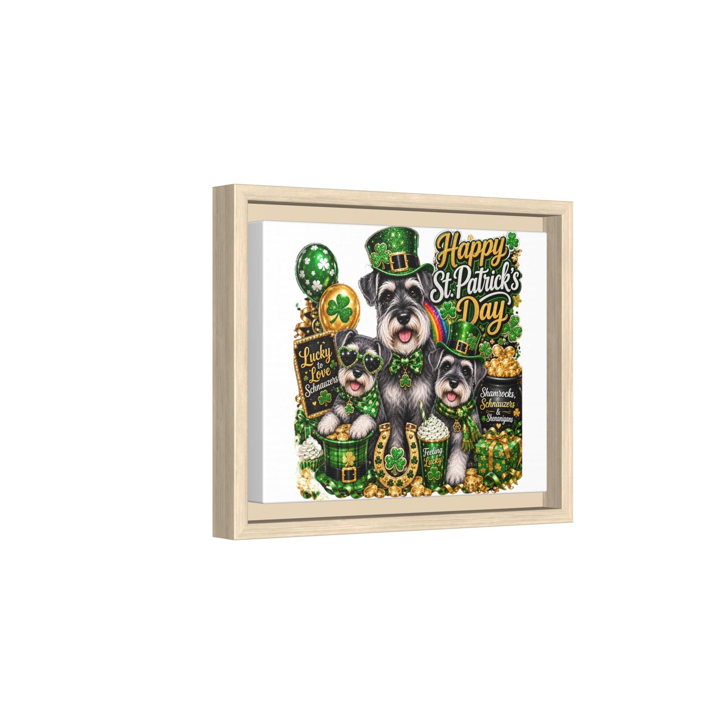 Happy St. Patrick's Day Schnauzer Canvas Print