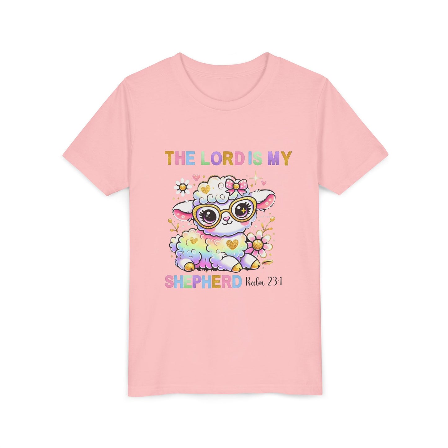 Youth Tee — 'The Lord Is My Shepherd' Rainbow Lamb Christian Kids T‑Shirt