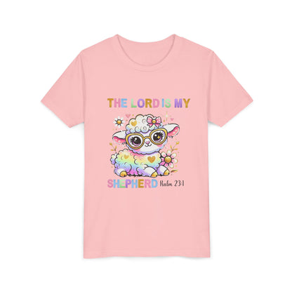 Youth Tee — 'The Lord Is My Shepherd' Rainbow Lamb Christian Kids T‑Shirt