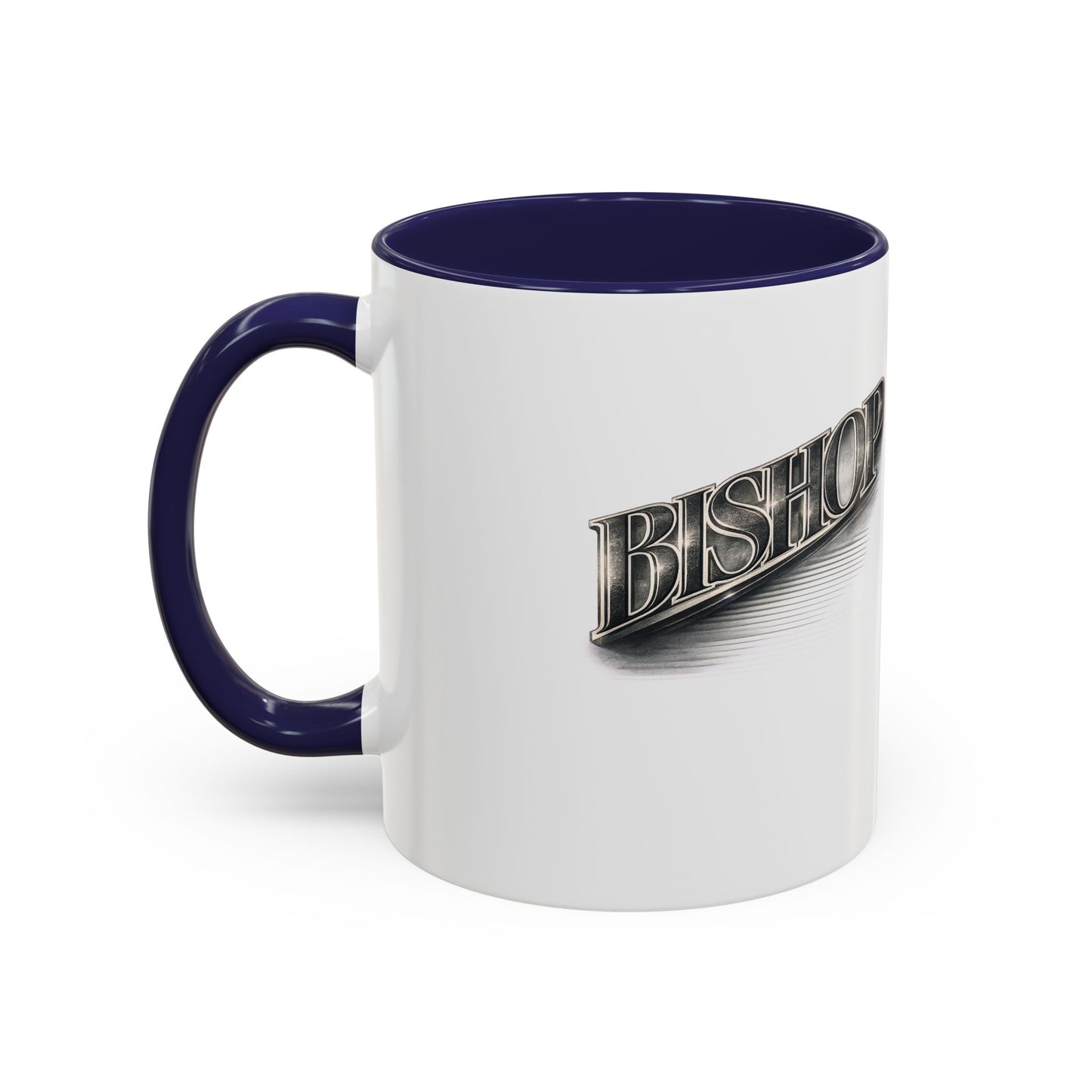 Vintage 'Bishop' Accent Coffee Mug — Retro Metallic Text Ceramic Mug (11/15oz)