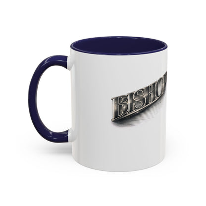 Vintage 'Bishop' Accent Coffee Mug — Retro Metallic Text Ceramic Mug (11/15oz)